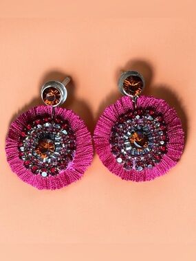 Bright Pink Fringe Drop Earrings 💓